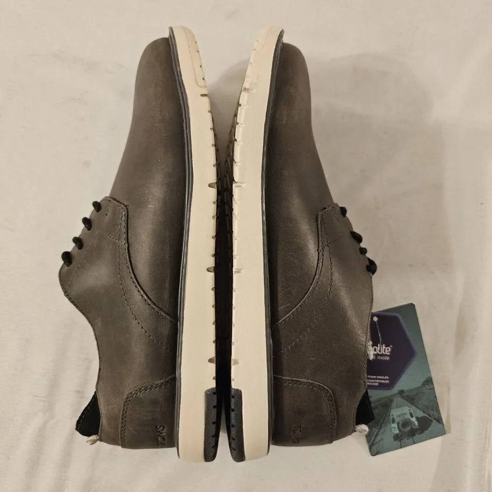 TOMS Men's Navi Water Resistant Smoke Grey Leather Oxford Dress Shoe sz 7‎